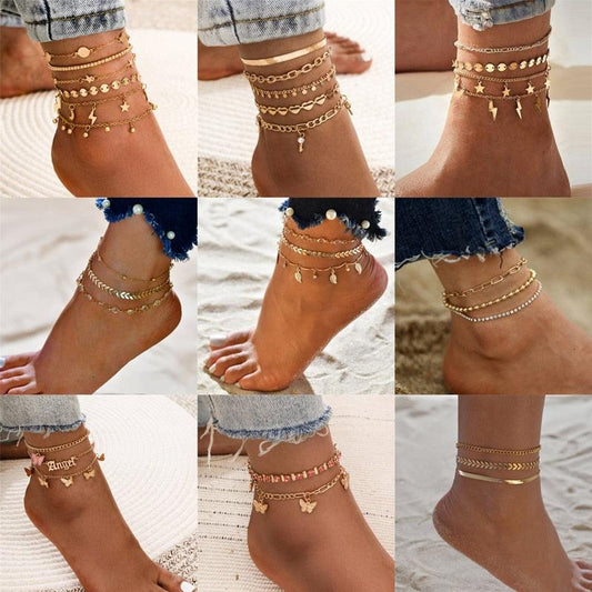 Bohemia Gold Color Chain Ankle Bracelet - Foot Jewelry - - Twin Chronicles 
