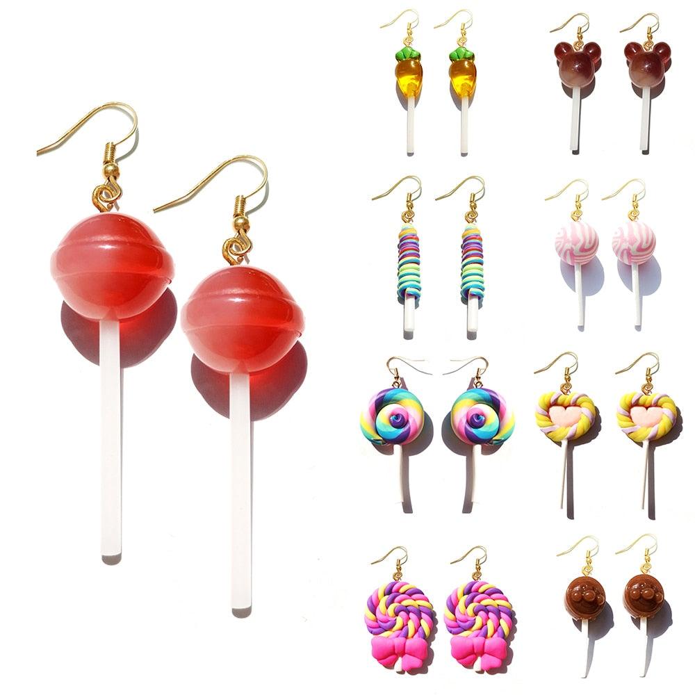 Lollipop Drop Earrings - Handmade Cute Girls earrings - Twin Chronicles 