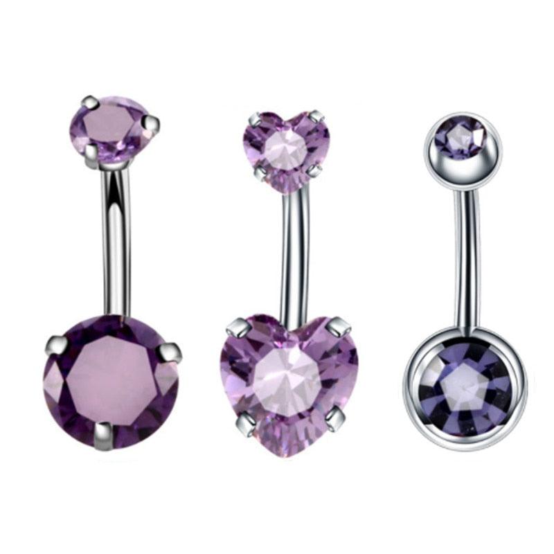 3PCS/Lot Surgical Steel Crystal Belly Button Piercing Set - Twin Chronicles 
