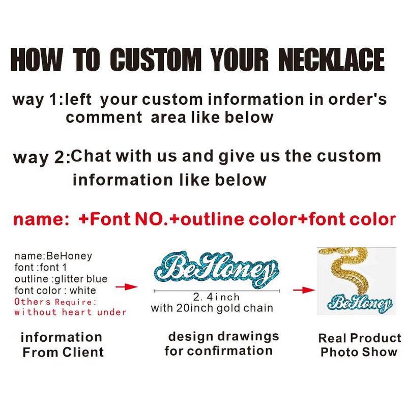Custom Name Necklaces - Personalized Nameplates Acrylic laser Cut Jewelry - Twin Chronicles 