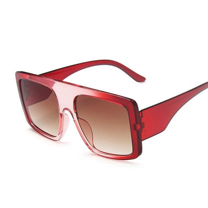 Fashion Pink Square Women Oversized Big Frame Sun Glasses - Twin Chronicles 