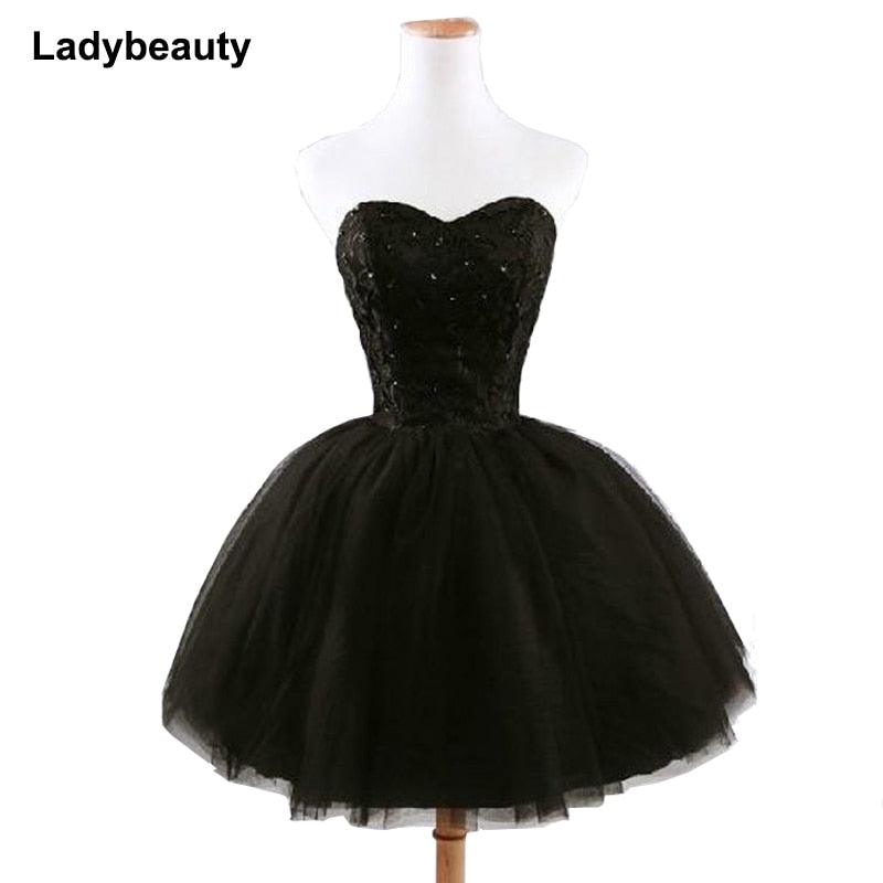 black princess sweetheart prom dress