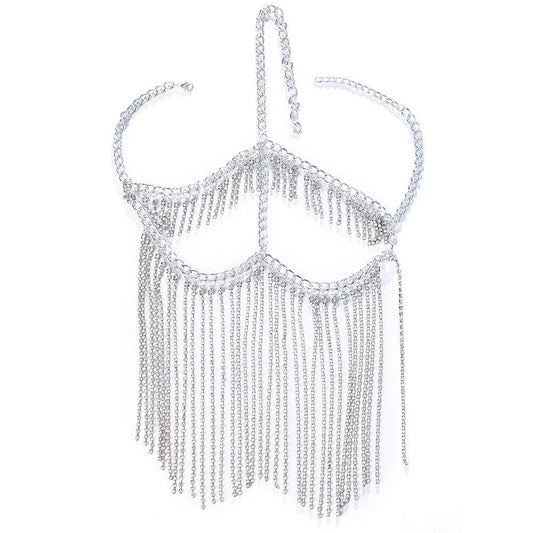 Full Rhinestone Tassel Face Jewelry Women - Party Mask Fringe Metal Headband Decoration Bridal Veils - Twin Chronicles