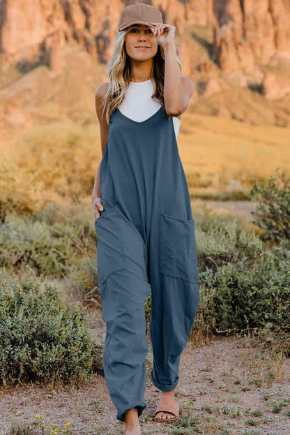 Double Take V-Neck Sleeveless Jumpsuit with Pocket - Twin Chronicles 
